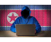 Hacker vor nordkoreanischer Flagge