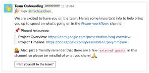 Onboarding-Message in Slack