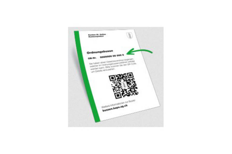 Ordnungsbussen mit QR-Code statt Einzahlungsschein