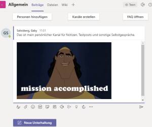 Kanal für «Selbstgespräche» in Microsoft Teams
