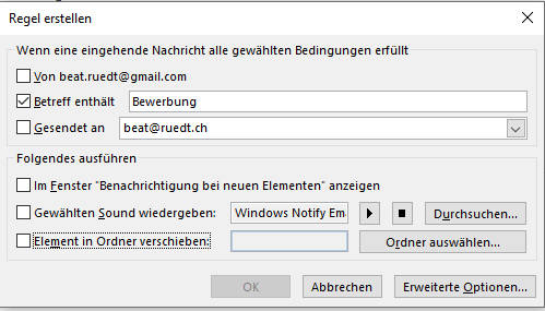 Bild 4: Regeln helfen beim Sortieren der E-Mails