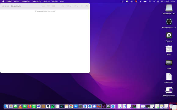 Desktop mit Notizen-App