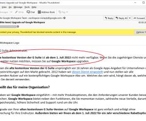 Nutzer der Gratis-G-Suite müssen zu kostenpflichtigem Workspace wechseln