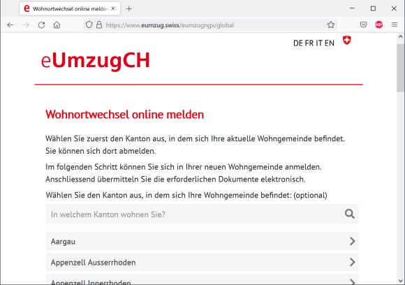 Screenshot E-Umzug