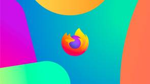 Firefox-Logo auf buntem Hintergrund 