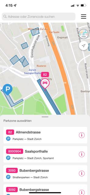 EasyPark-App Karte