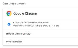 Screenshot Versionsinfo Google Chrome