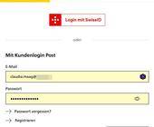 Login-Fenster der Post-Webseite