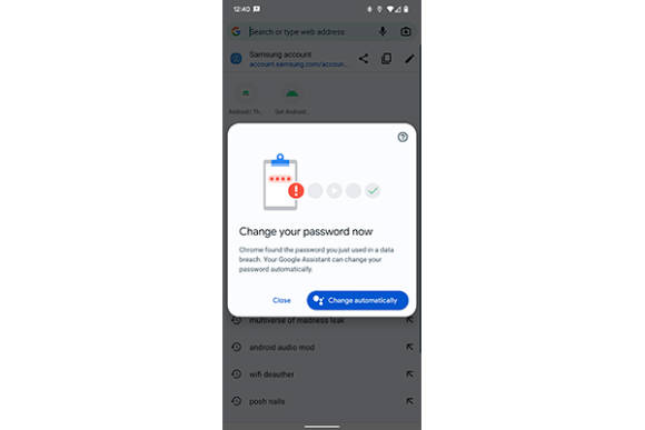 Google Assistant schlägt vor, Passwort automatisch zu ändern 