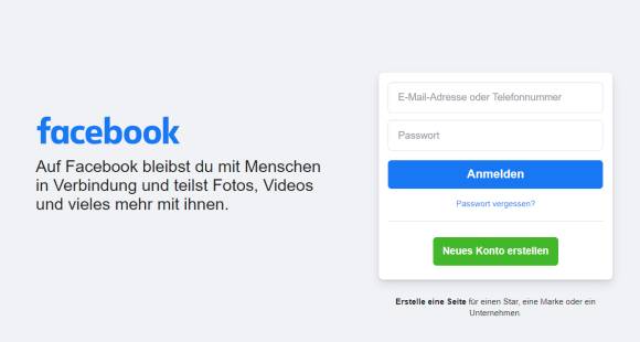 Facebook-Login-Webseite 