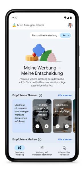 Das Anzeigen-Center auf einem Smartphone