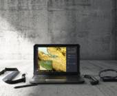 Das Dell-Tablet Latitude 7230 Extreme mit Schultergurt, Stift, Tastatur, Haltegriff