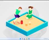 Ein Fenster der Windows-Sandbox, darin ein Sandkasten abgebildet