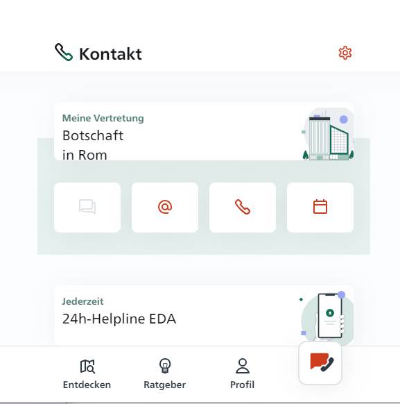 Der Hilfebereich der App SwissInTouch Der Hilfebereich der Swiss In Touch App