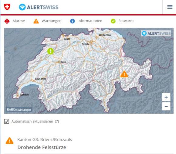 Die AlertSwiss-App 