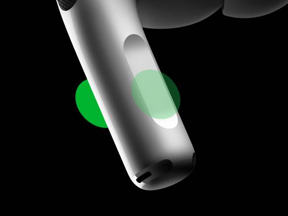 Drücken und wischen: So wird die Lautstärke reguliert. So wird die Lautstärke an den AirPods Pro geändert