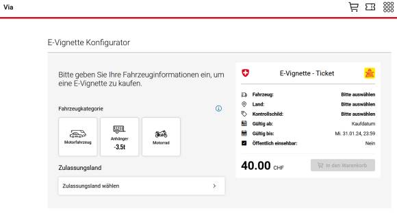 Der E-Vignetten-Webshop des BAZG