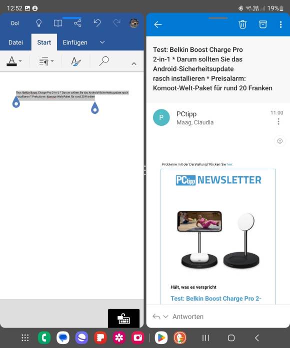 Drag 'n Drop von Text (Outlook) in ein Worddokument