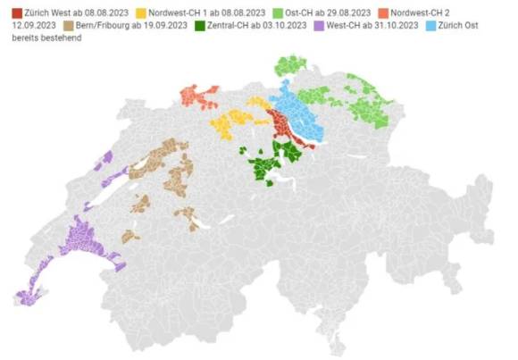 Schweiz-Karte mit Terminen pro Region