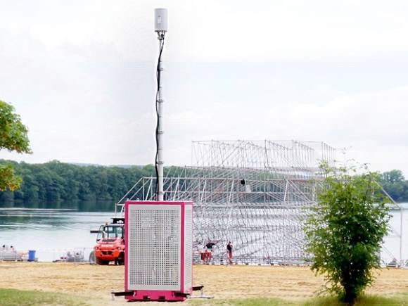 Der neue mobile 5G-Sendemast der Telekom 