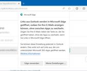 Pop-up informiert in einem Edge-Fenster, dass der in Outlook geöffnete Link jetzt in Edge erscheint