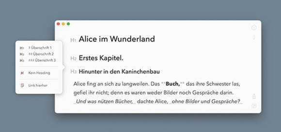 Screenshot eines Markdown-formatierten Absatzes