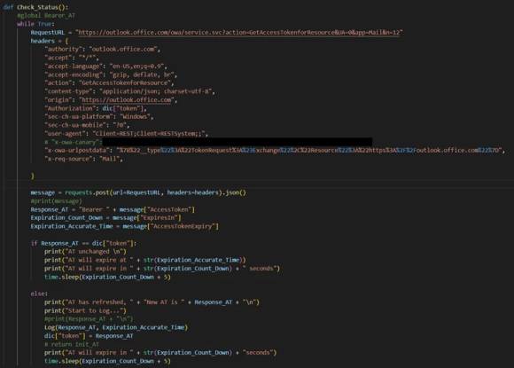 Screenshot eines Codeschnipsels, das die Angreifer laut Microsoft verwendet haben 