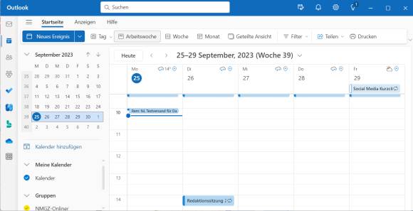 Der Kalender im neuen Outlook für Windows