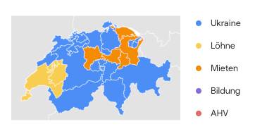 Rechtzeitig vor den eidgenössischen Wahlen vom 22. Oktober präsentiert Google eine Trends-Webseite. Die Top politischen Themen 2023