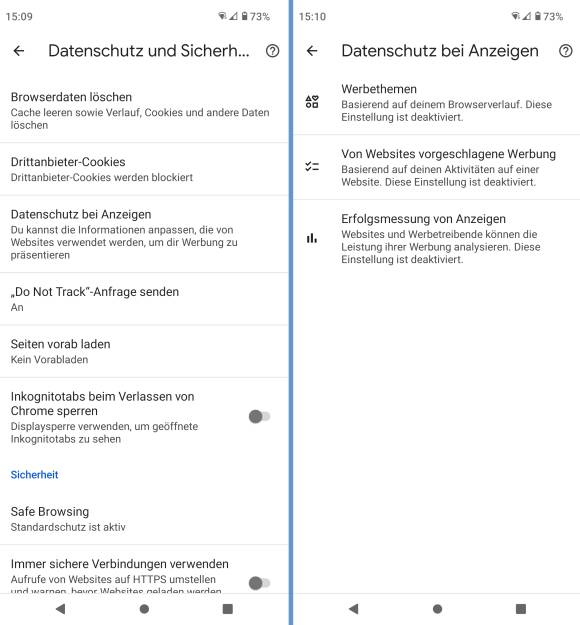 Zwei Screenshots zeigen den Weg zu den Einstellungen