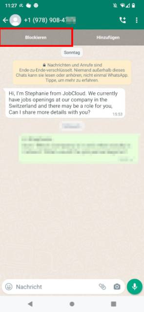 Ein Fake-Jobangebot in WhatsApp