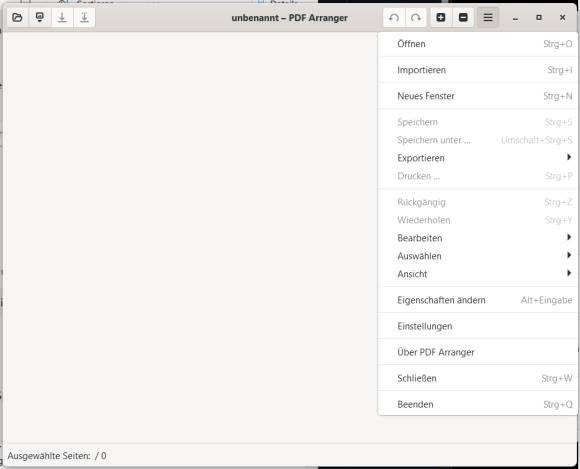 Die minimalistische Bedienoberfläche des PDF-Arrangers