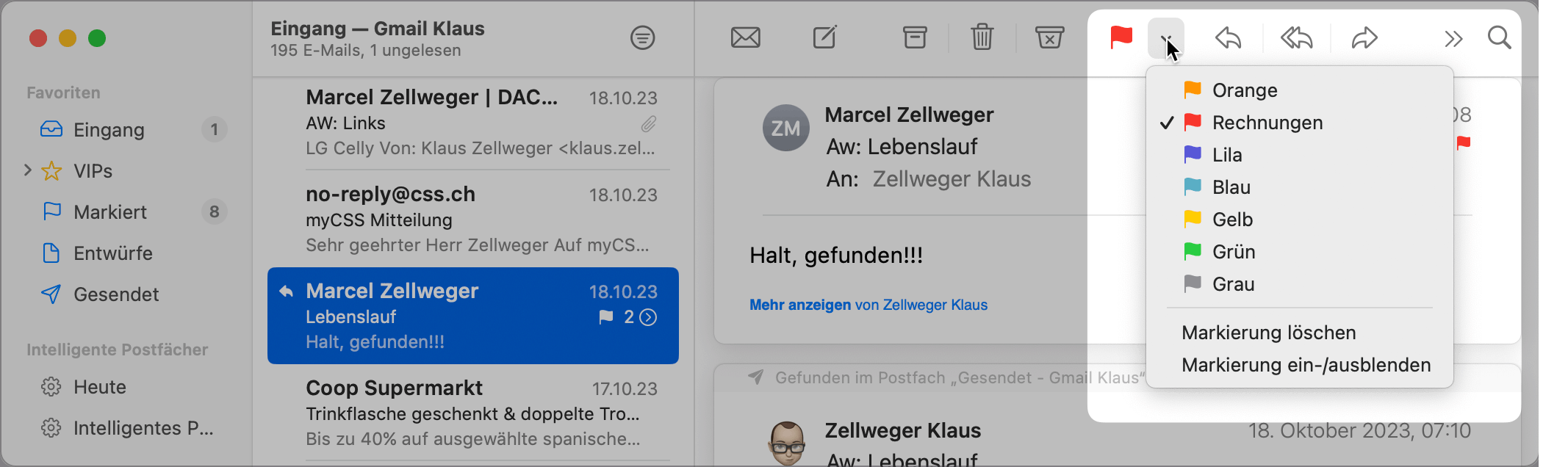 Fähnchen in Apple E-Mail