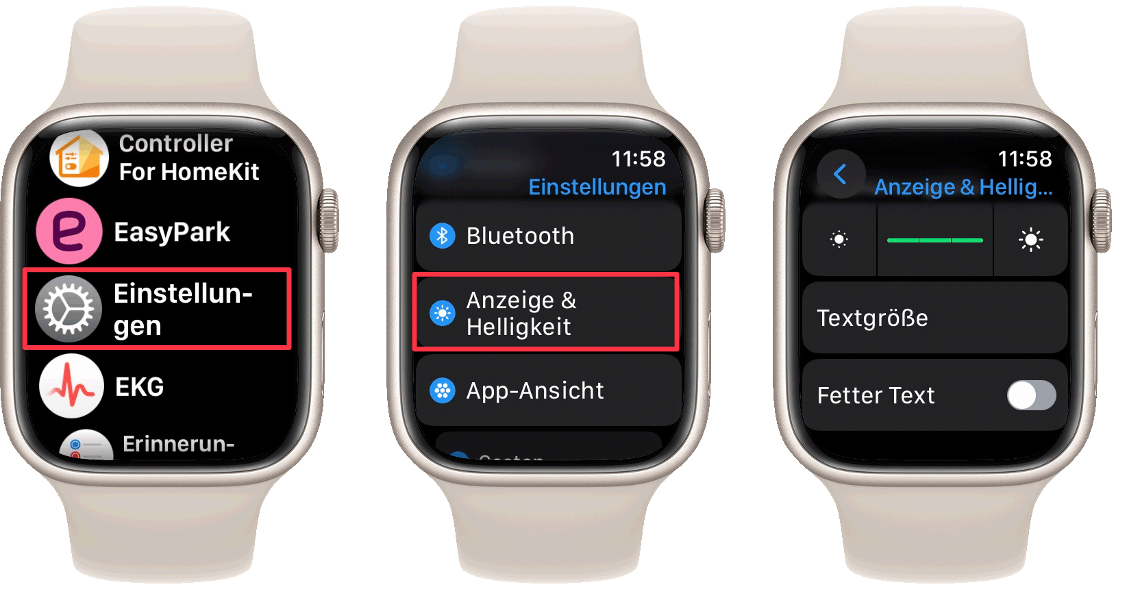 Einstellungen zur Lesbarkeit