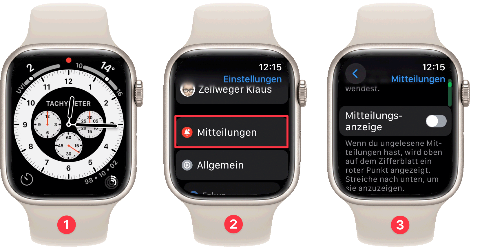 Einstellungen, um den roten Punkt zu deaktivieren