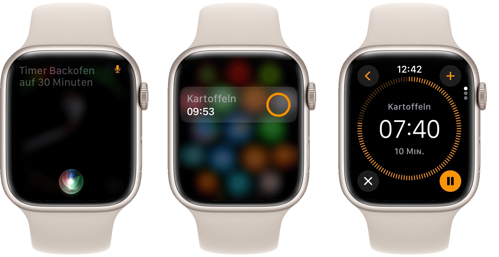 Timer wird mithilfe von Siri gestellt