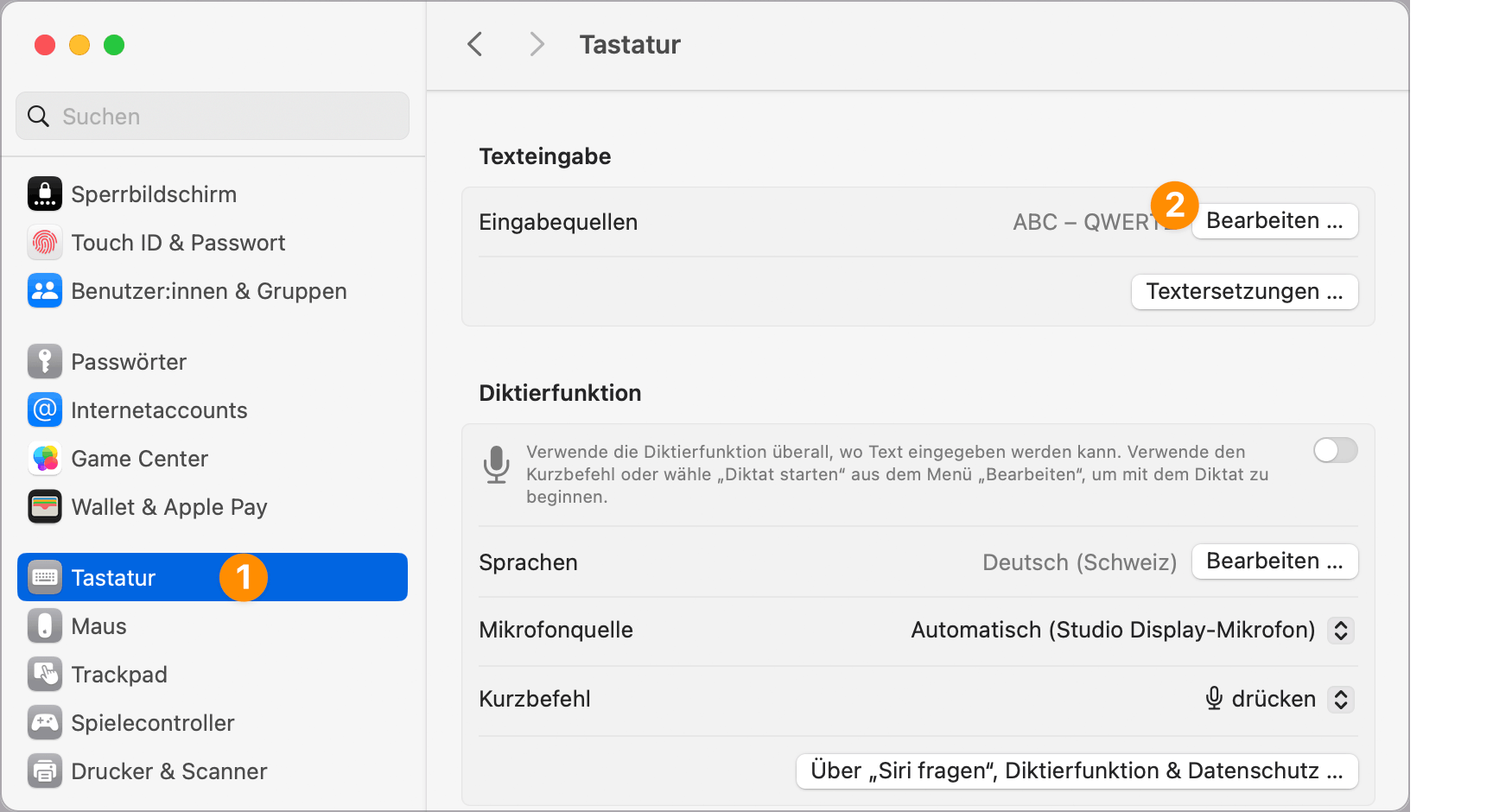Systemeinstellung zur Tastatur