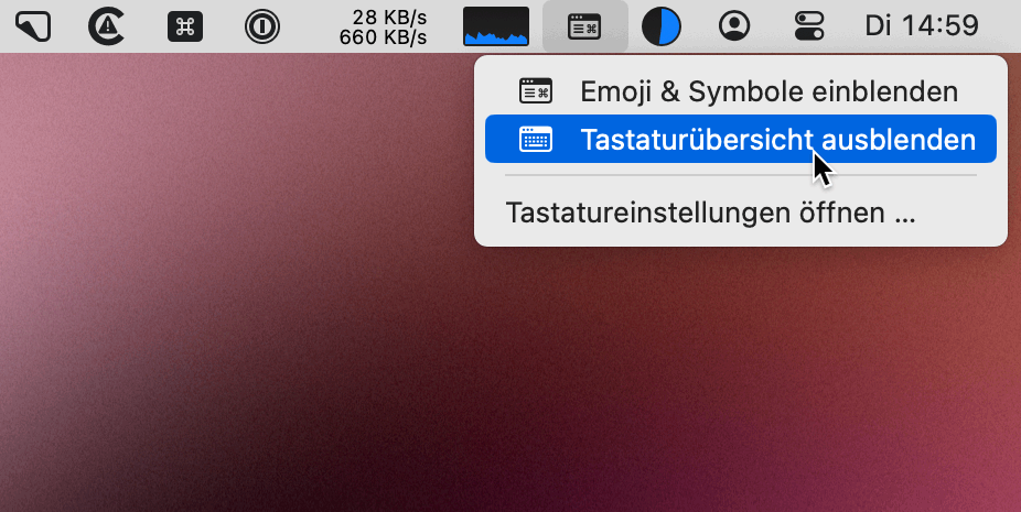 Tastaturübersicht einblenden