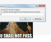 Symbolbild mit Passwort-Eingabefeld und Meme 