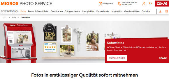 Bild 4: Oft sind Preis und Qualität der Sofortfoto-Stationen – etwa bei der Migros – besser als der heimische Ausdruck