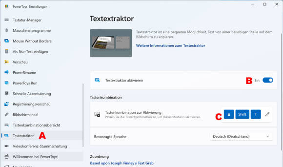 Bild 5: Der Textextraktor gehört zu den kostenlosen PowerToys und erkennt alles, was auf dem Bildschirm an Text gezeigt wird