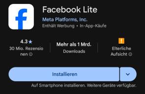 Bild 7: Die App Facebook Lite ist eine stromsparende Alternative zur normalen Facebook-App