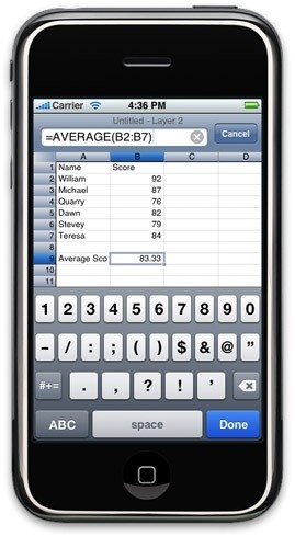 Mit der Software von Mariner lassen sich Excel-Tabellen auch mit dem iPhone bearbeiten. 9040.jpg