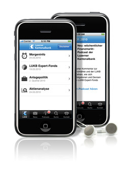 Die iPhone-App der LUKB versorgt Anwender mit Infos über die Finanzmärkte 13835.jpg